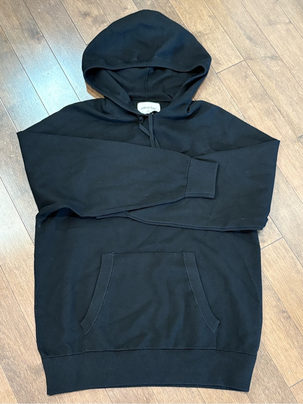 Aritzia Wilfred Free Triton Knit Hoodie Black, Size XS